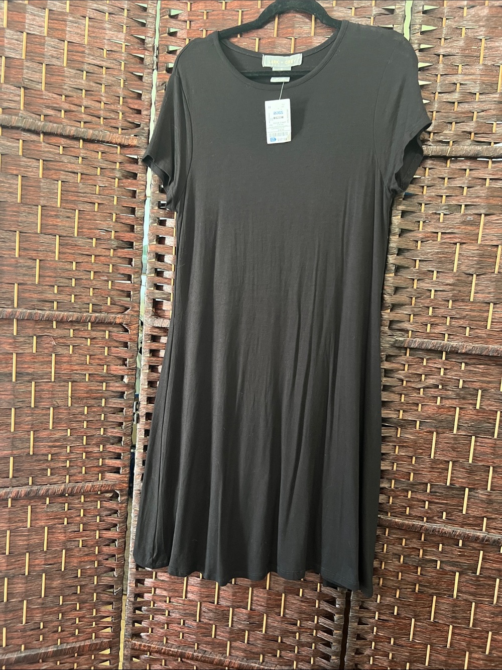 Classic Short-Sleeve Black Swing Dress